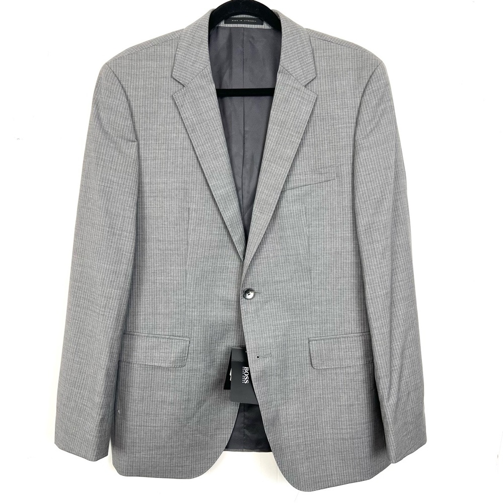 BOSS Hugo Boss James5/Sharp7 Virgin Wool Suit Jacket Grey Striped 38R NWT $379